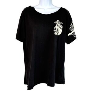 Weekend Warrior‎ Skull Mushroom Customized T Shirt Sz L Celestial Off Shoulder